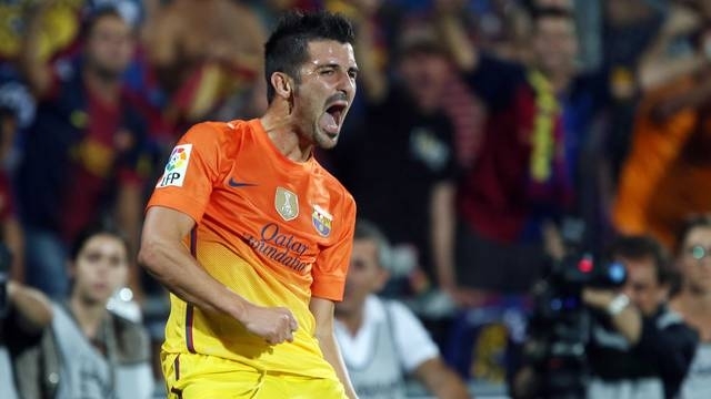 Villa ăn mừng bàn thắng ấn định tỷ số 4-1 trước Getafe