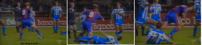 Laudrup gạt bóng từ phải sang trái vượt qua đối thủ