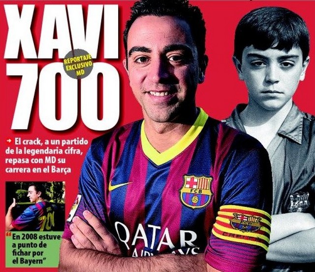 Xavi 700 trên mặt báo Mundo Deportivo