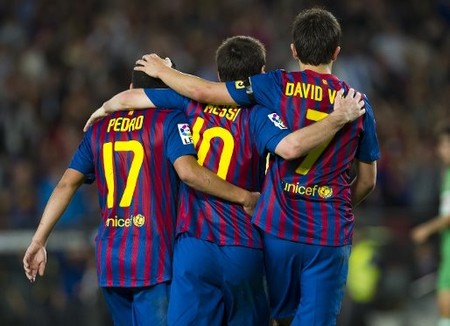 Bộ ba Pedro - Messi - Villa